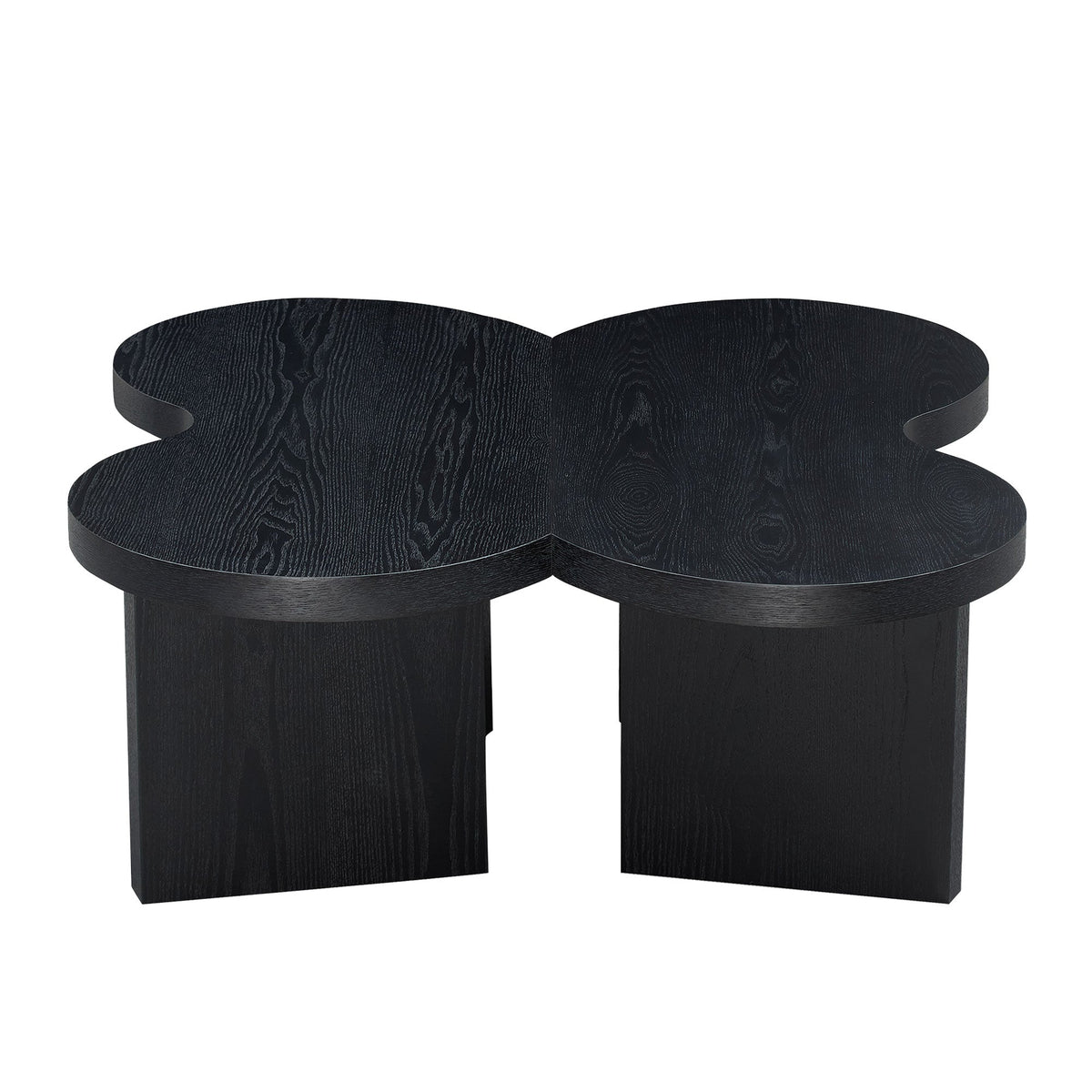 Modern Butterfly MDF Coffee Table with Unique Shape - Black
