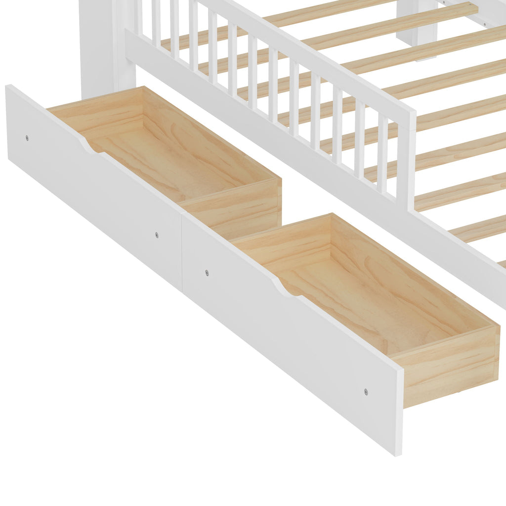Twin Storage Bed with Headboard Rack & Under-Bed Drawers - Multiple Colors