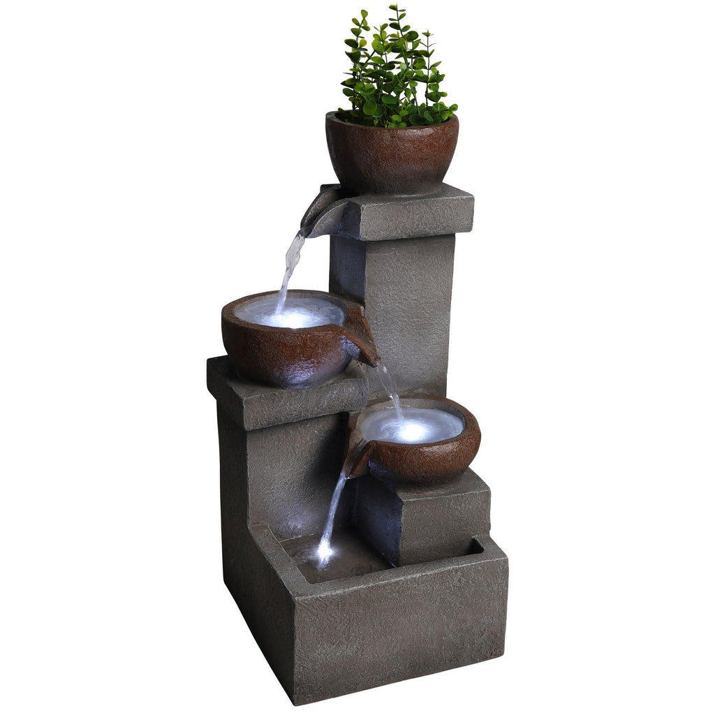 LED Waterfall Fountain Outdoor with LED Lighting - Gray