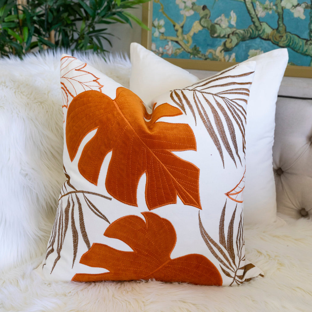 Autumn Vibes Leaf Accent Pillow Set with Hidden Zipper - 2 Pack
