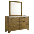 Henderson 6-drawer Bedroom Dresser with Mirror Medium Oak