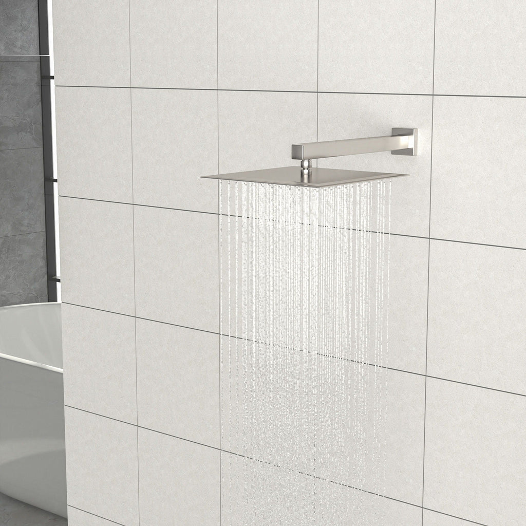 Wall Mounted Shower Arm with Flange – 16" Stainless Steel - Gold, Black, Gray