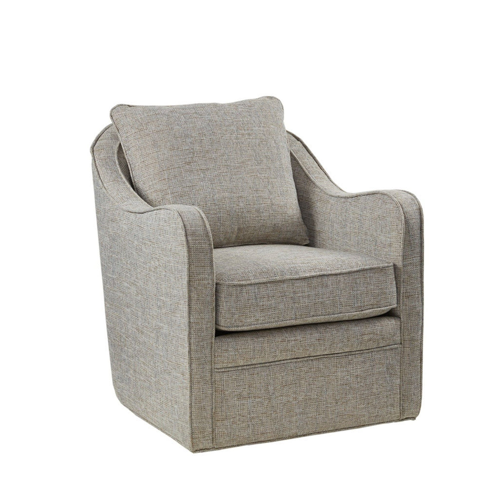 Wide Seat Swivel Arm Chair with 360 Degree Rotation - Gray or Beige