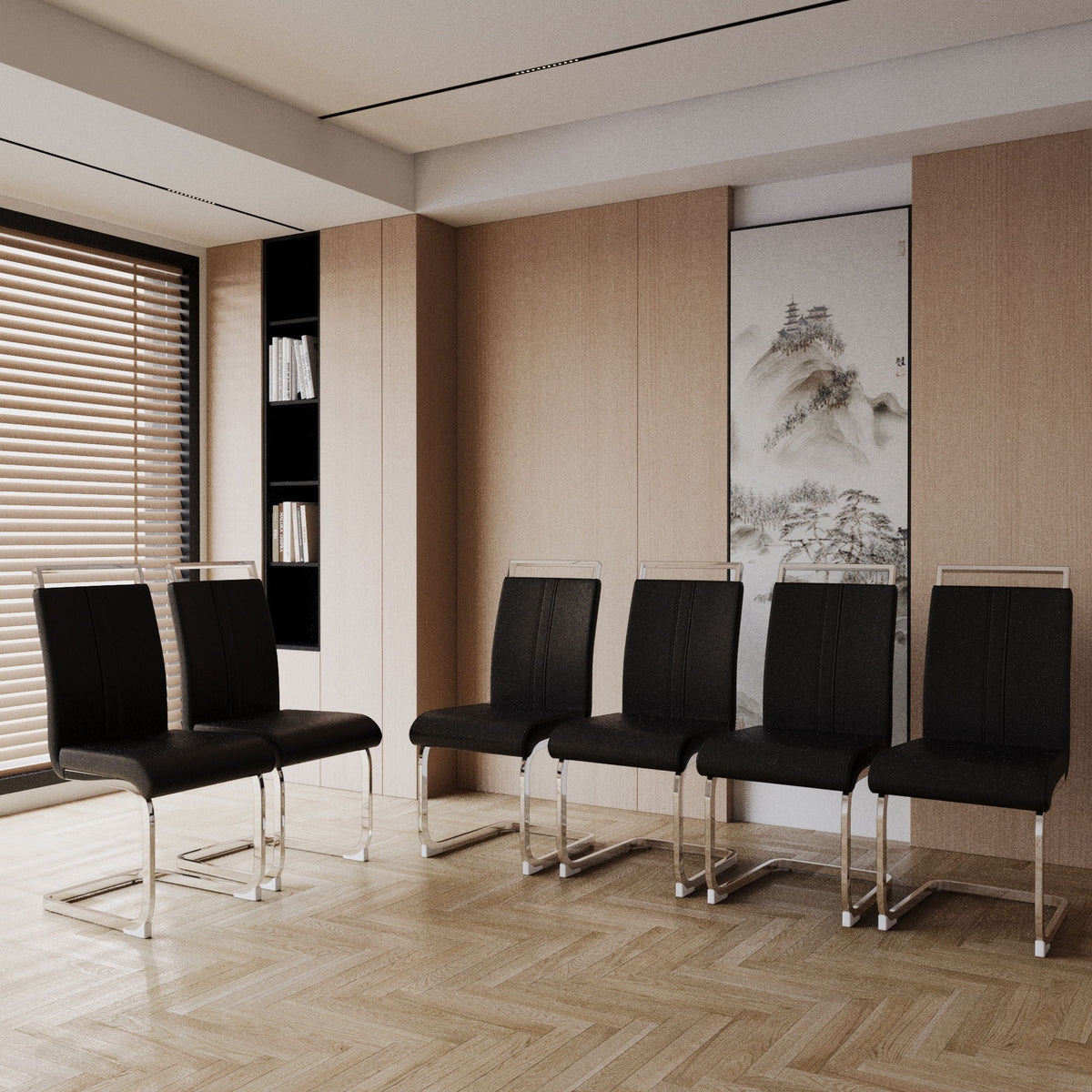 Modern Dining Chairs with Padded Seat and High Back - Black, White, or Dark Gray