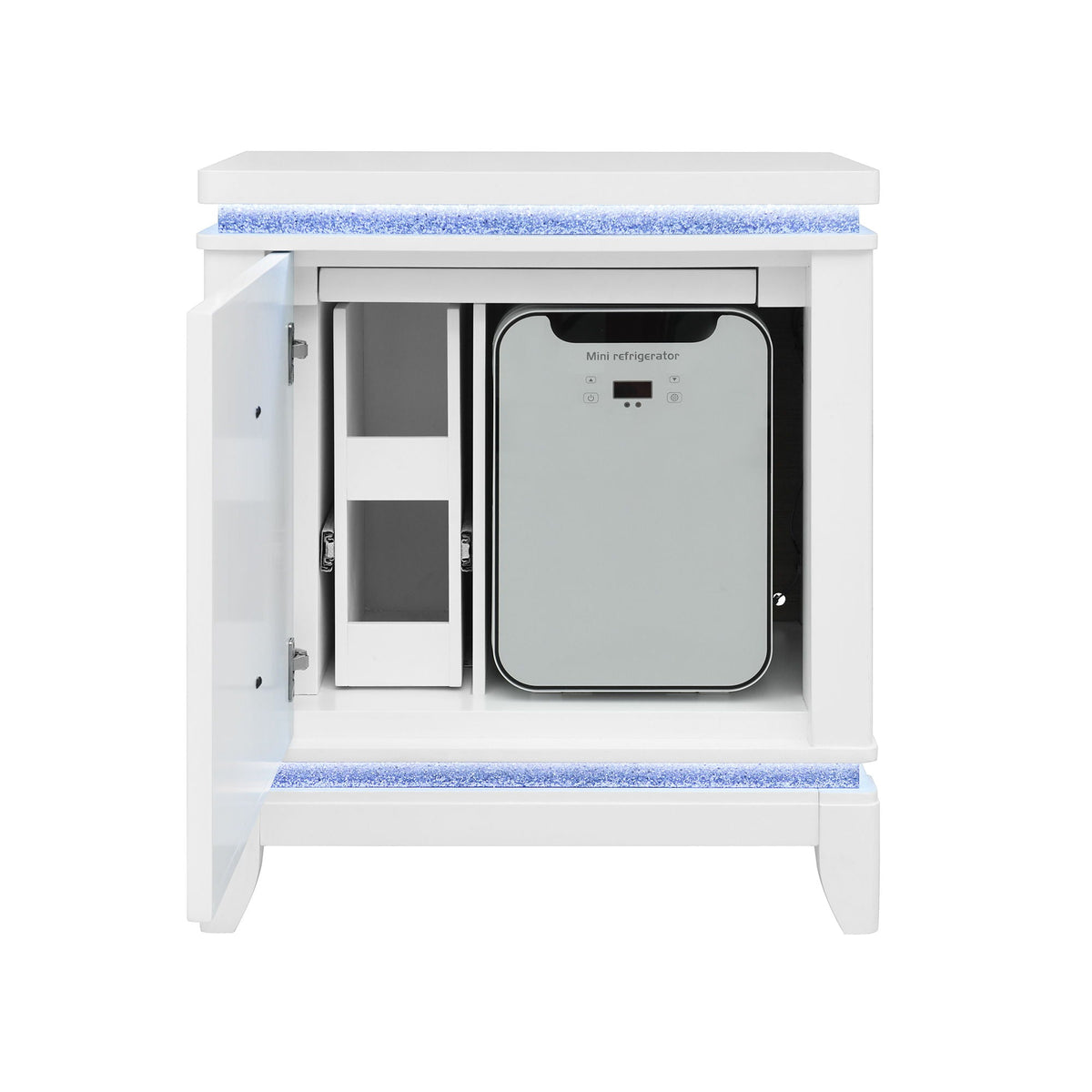 Adalid - Nightstand With Cooler, USB And Speaker - White