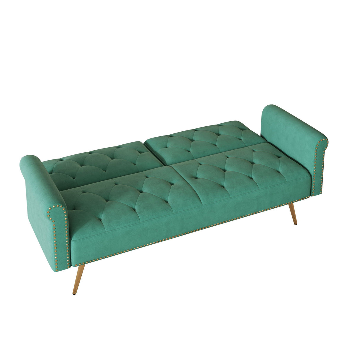 Velvet Sofa Bed with Nail Head Trim and Matching Pillow - Multiple Colors