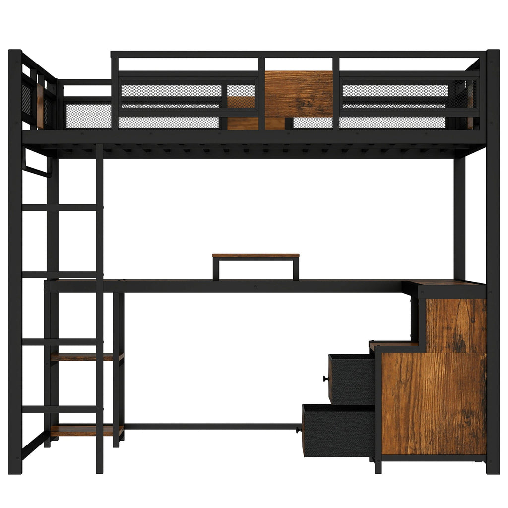 Queen Loft Bed with Desk and Storage - Space Saving Solution