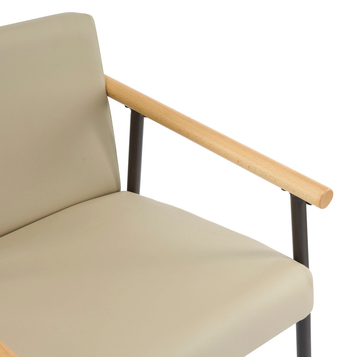 Mid Century Modern Counter Stool Set with Cushions - Khaki