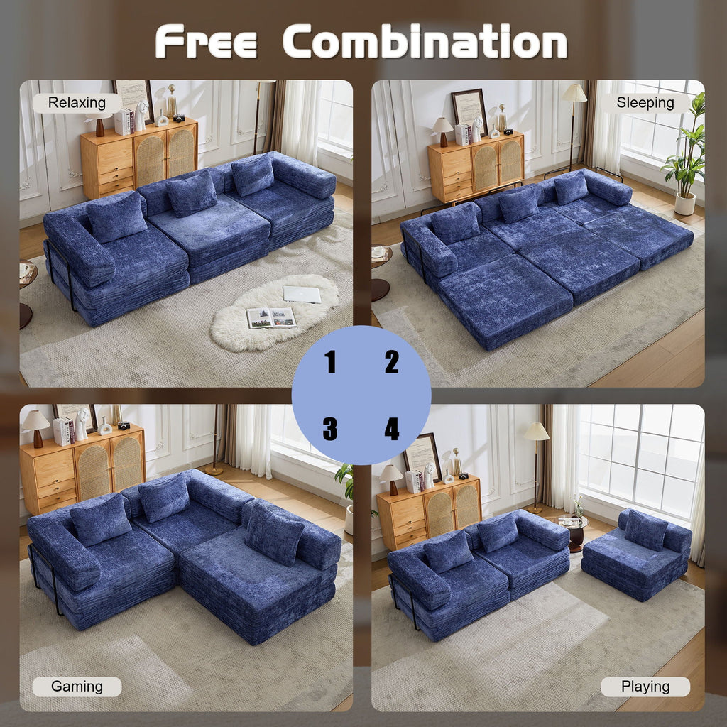 Convertible Floor Sofa Bed with Modular Design - Multiple Colors