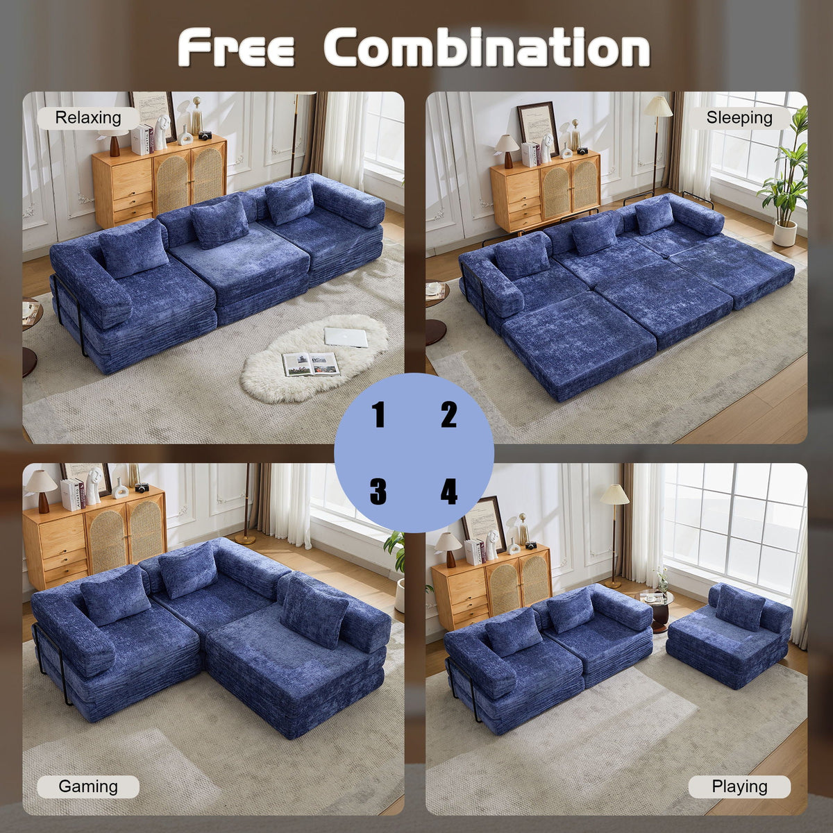 Convertible Floor Sofa Bed with Modular Design - Multiple Colors