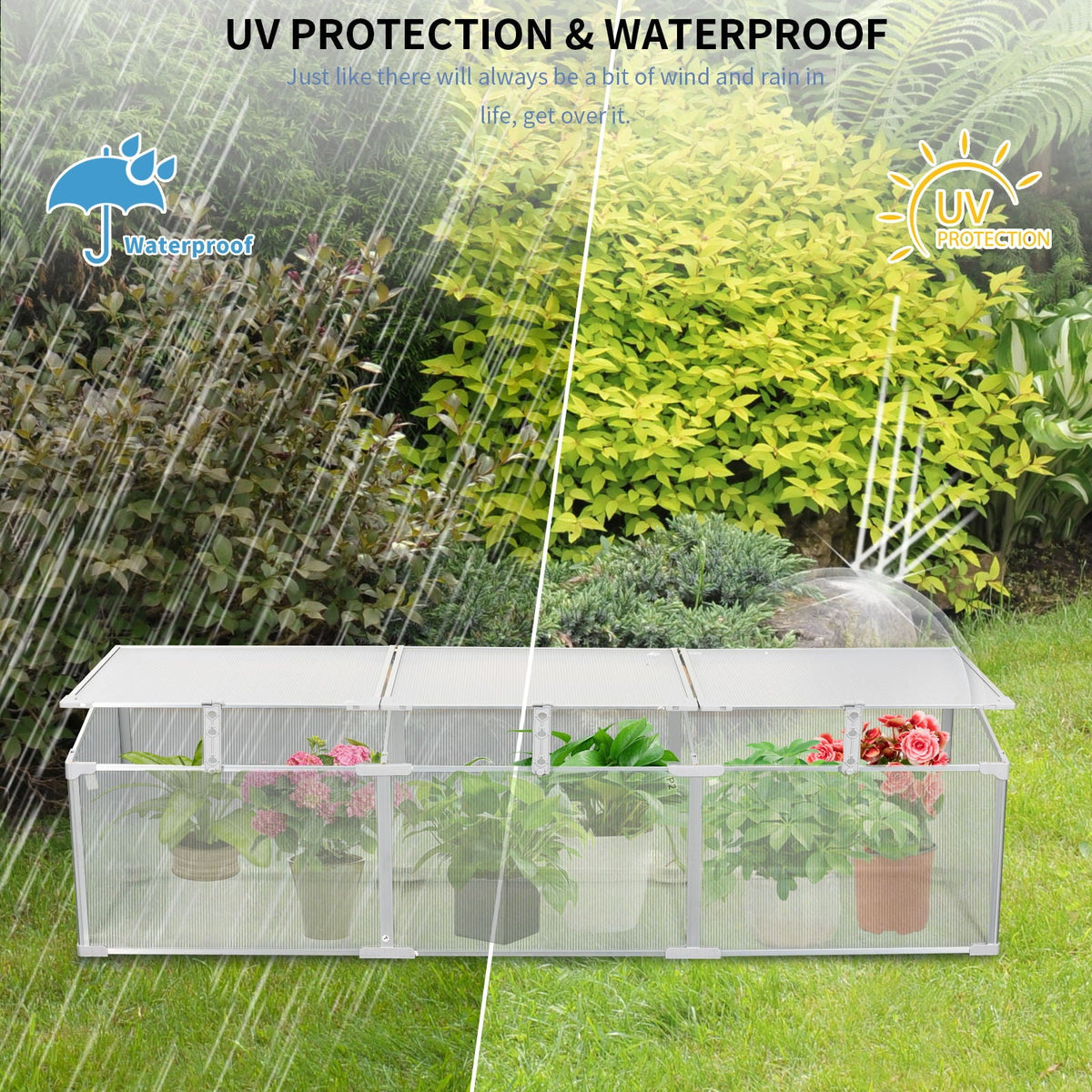Polycarbonate Greenhouse with Durable Aluminum Frame - Silver