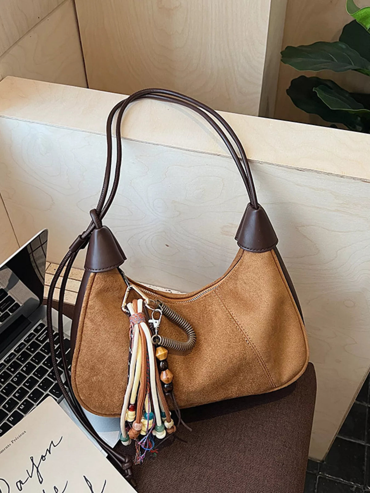 Vintage Suede Tassel Shoulder Bag