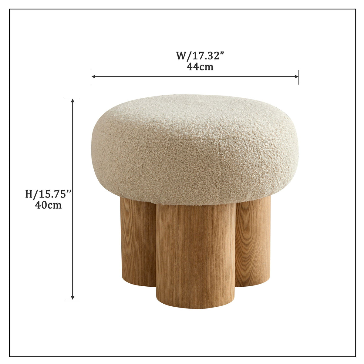 Versatile Mushroom Stool Ottoman with Cushion - Dark Brown, White, Beige