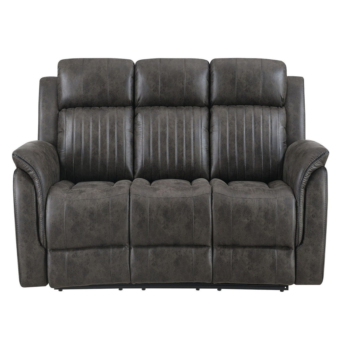 Gray Reclining Sofa with Plush Cushions - 100% Polyester Fabric