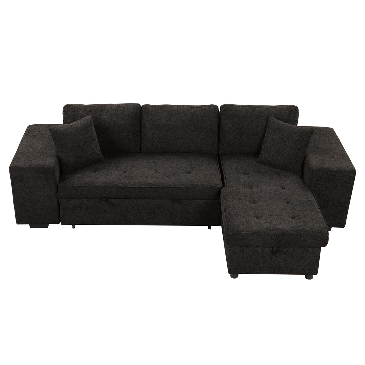 Reversible L-Shape Sleeper Sectional Sofa with Storage Chaise and 2 Stools - Multiple Colors