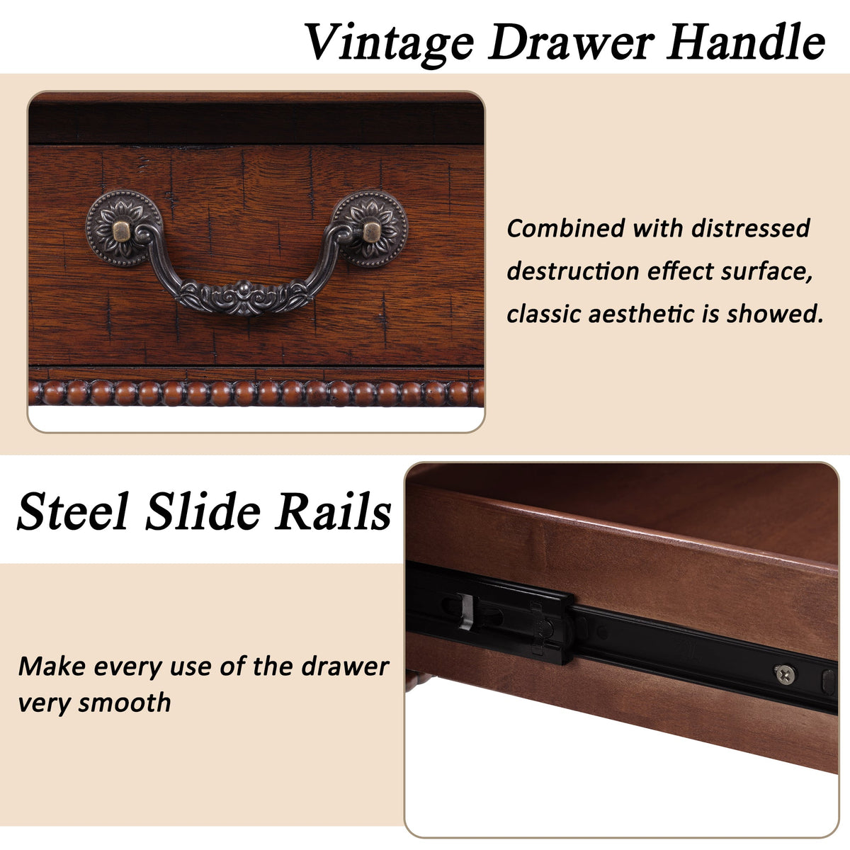 Rectangular Wooden Coffee Table with Storage Drawer - Walnut