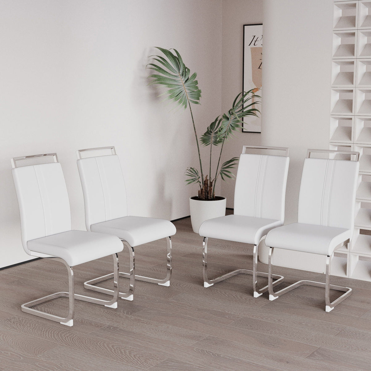 Modern Dining Chairs with Padded Seat and High Back - Black, White, or Dark Gray