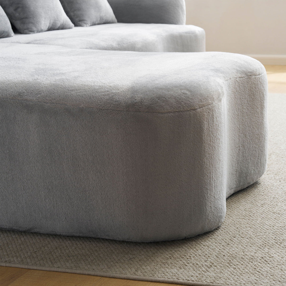 Modular L-Shape Sectional Sofa with Curved Chaise - Green, Beige, Gray