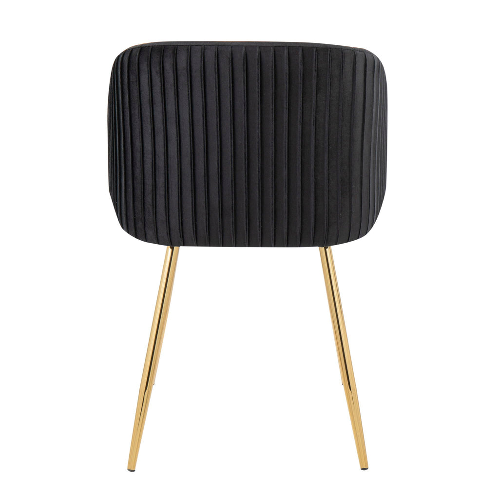Pleated Waves Contemporary Chair Set of 2 with Metal Legs - Black, Gray, or Pearl Silver