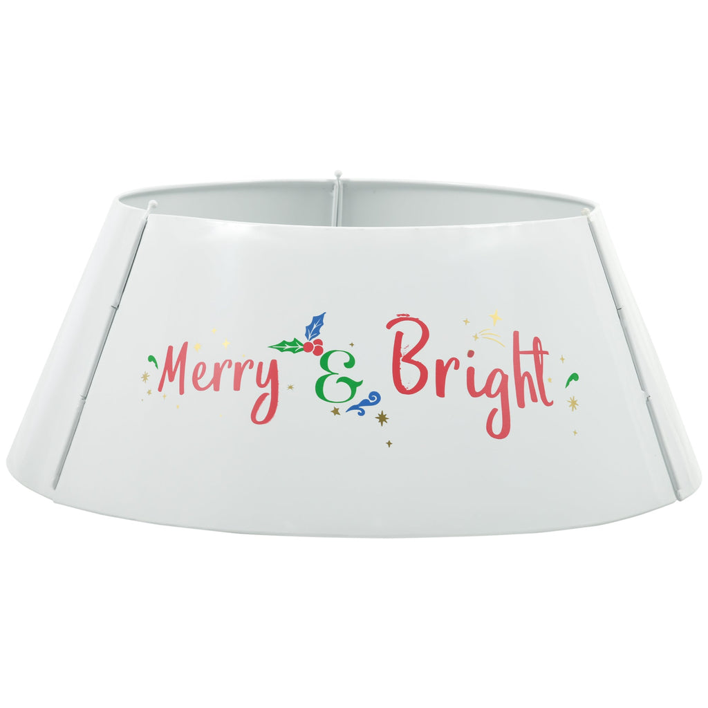 26 Inch Christmas Tree Collar Ring with Metal Stand Cover - Silver