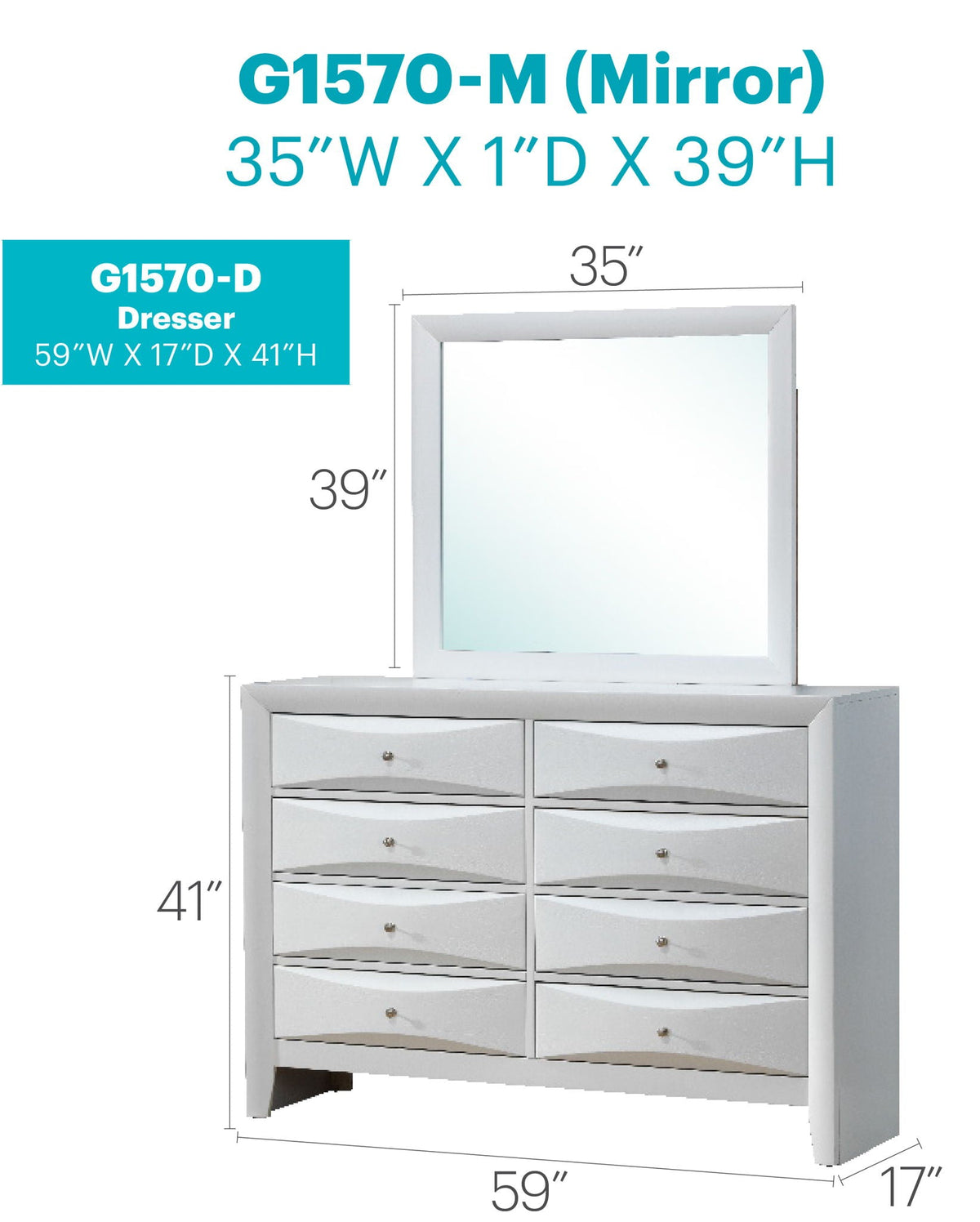 Marilla Dresser with Molded Resin Drawer Fronts - Multiple Colors