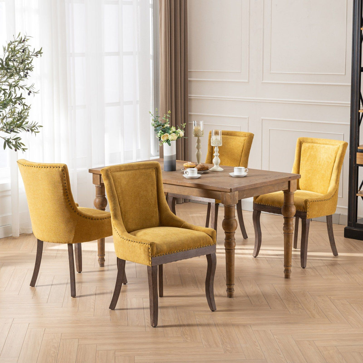 Ultra Side Dining Chair Set with Solid Wood Legs - Multiple Colors