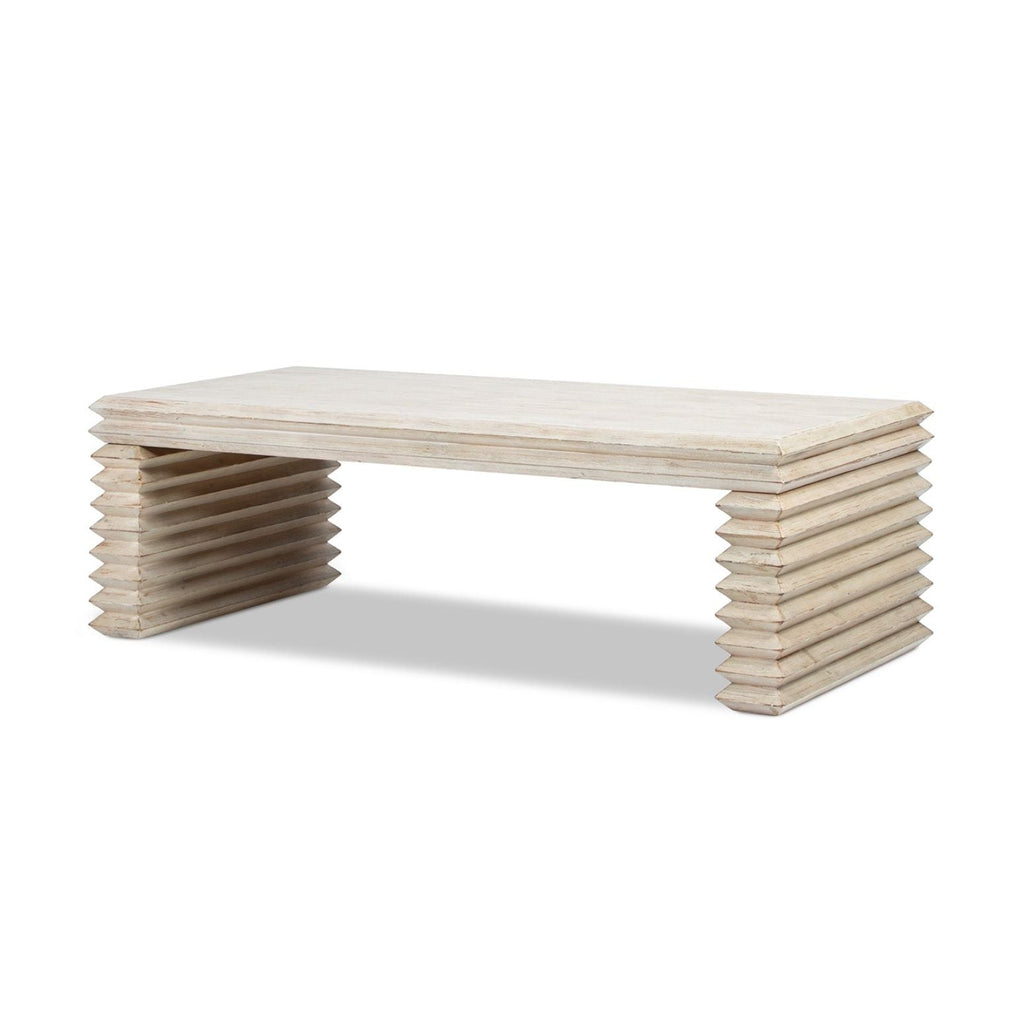 Geometric Waterfall Console Table with Solid Wood Construction - White or Light Brown