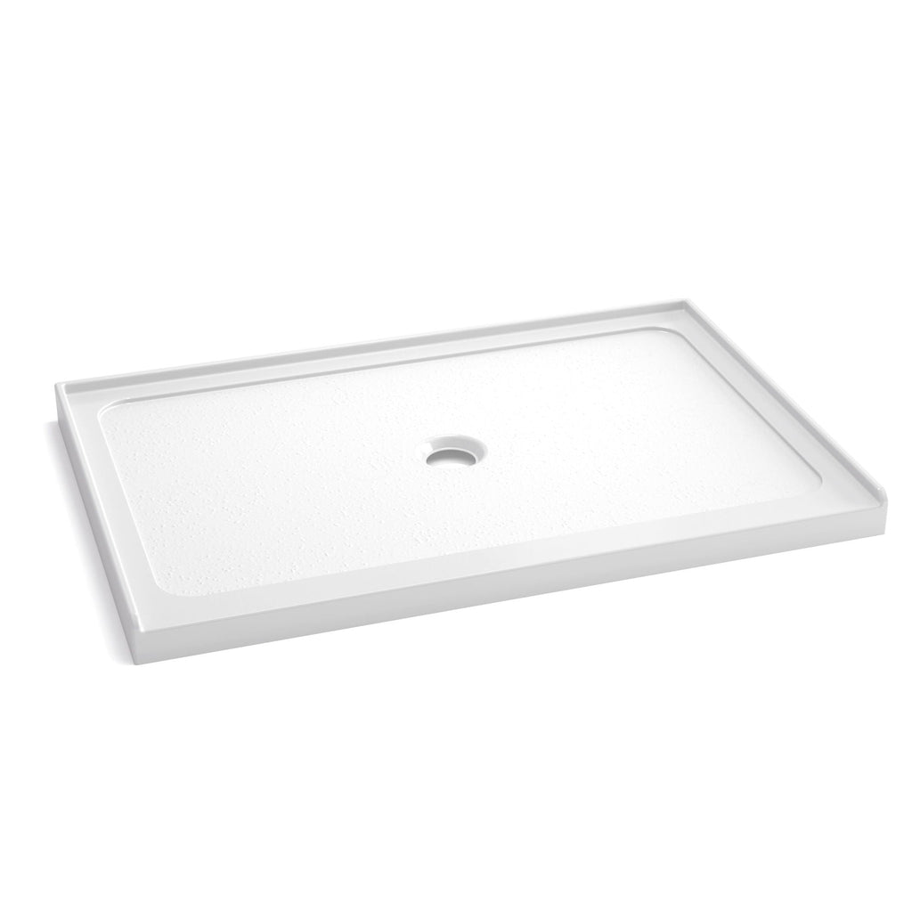 Gloss White Shower Base with Center Drain - Durable Acrylic Construction