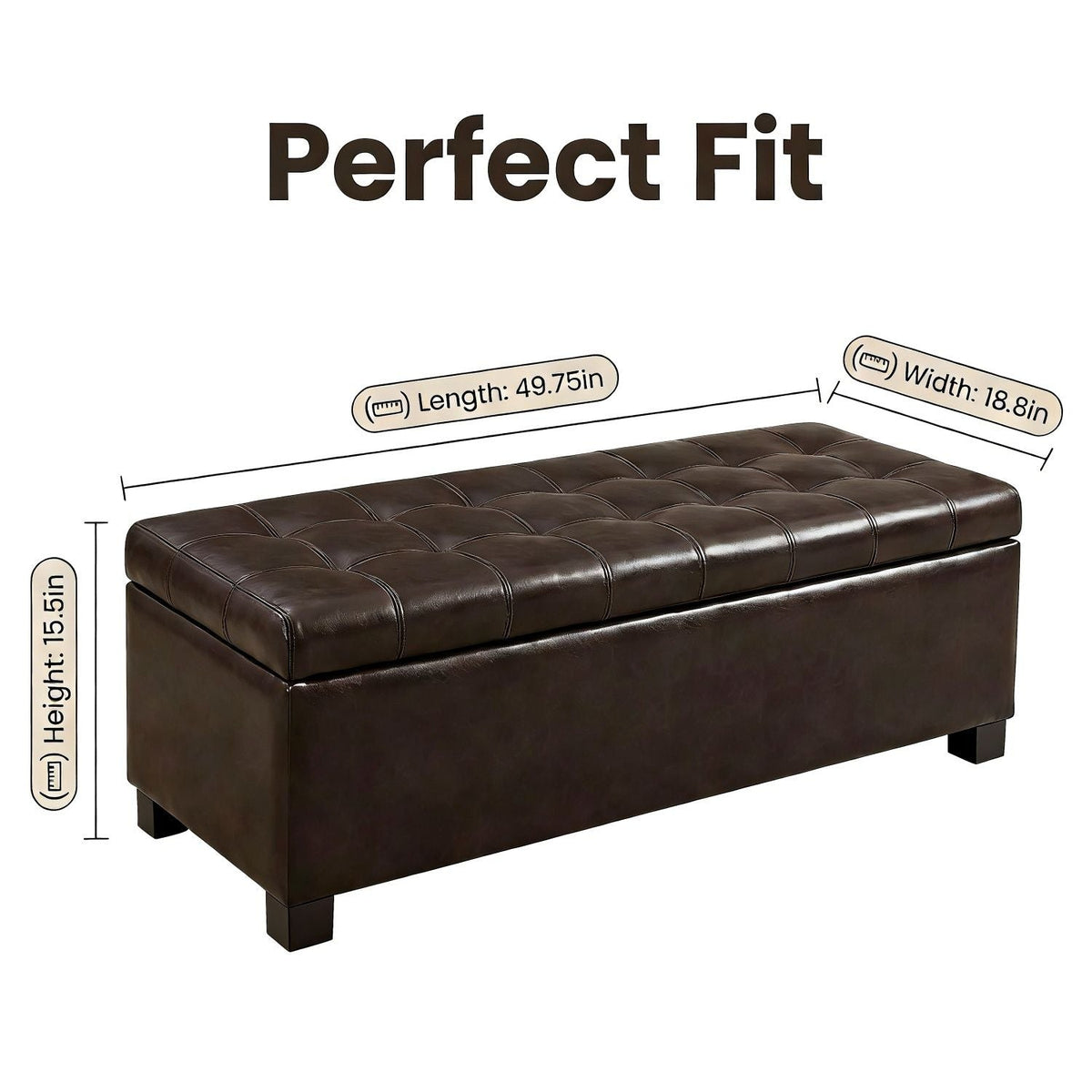 Elegant Tufted Storage Ottoman Bench with Hidden Storage - Dark Brown or Light Blue