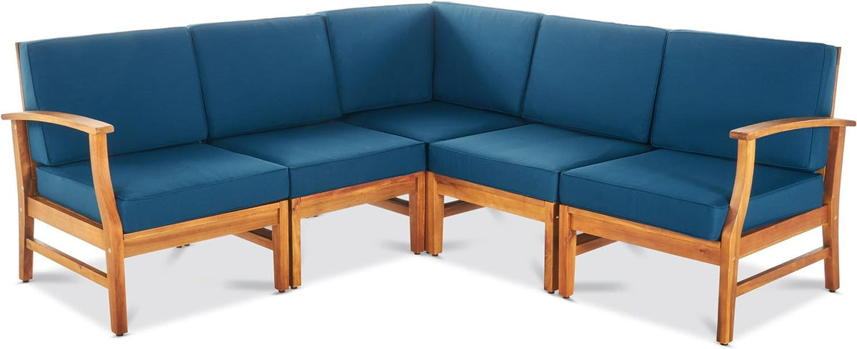 Perla 5 Pieces Sofa Set with Water-Resistant Cushions - Beige or Blue