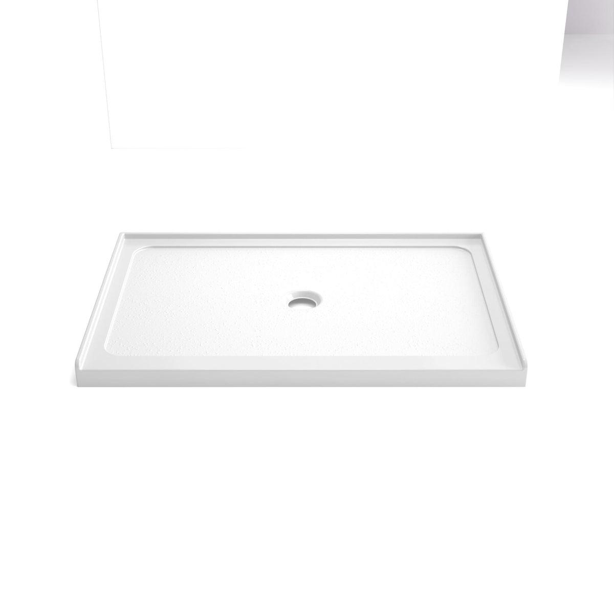 Gloss White Shower Base with Center Drain - Durable Acrylic Construction