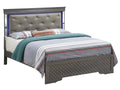 Full Upholstered Bed with LED Headboard Accent - Metallic Black