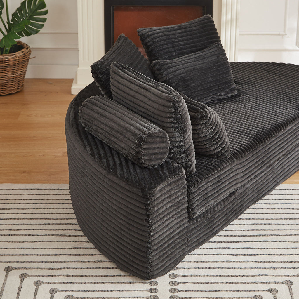 Semi Circular 2 In 1 Sofa Bed with Neck Pillow - Beige, Black, or Dark Green