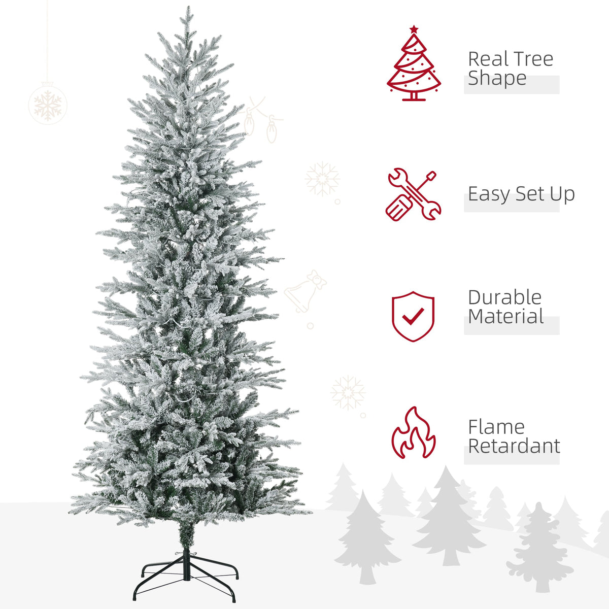 7.5ft Prelit Artificial Christmas Tree with Snow Flocked Branches - Warm Clear Lights