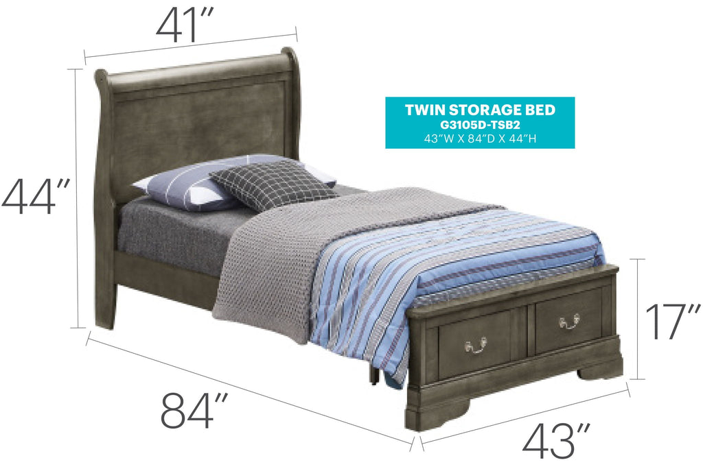 Upholstered Panel Sleigh Storage Bed with Dove Tail Drawers - Multiple Colors