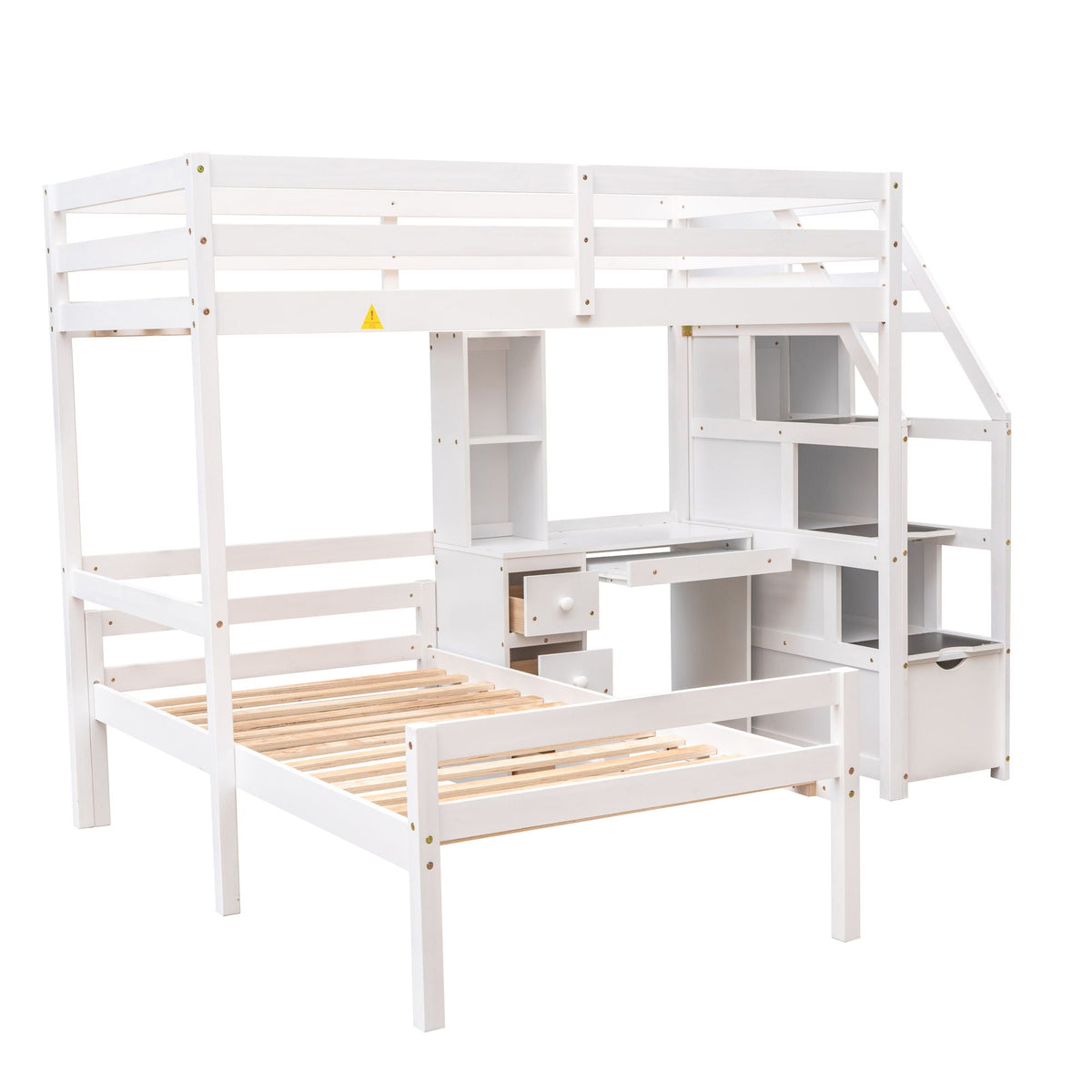 Storage Loft Bed with Stand Alone Bed and Desk - Twin Size