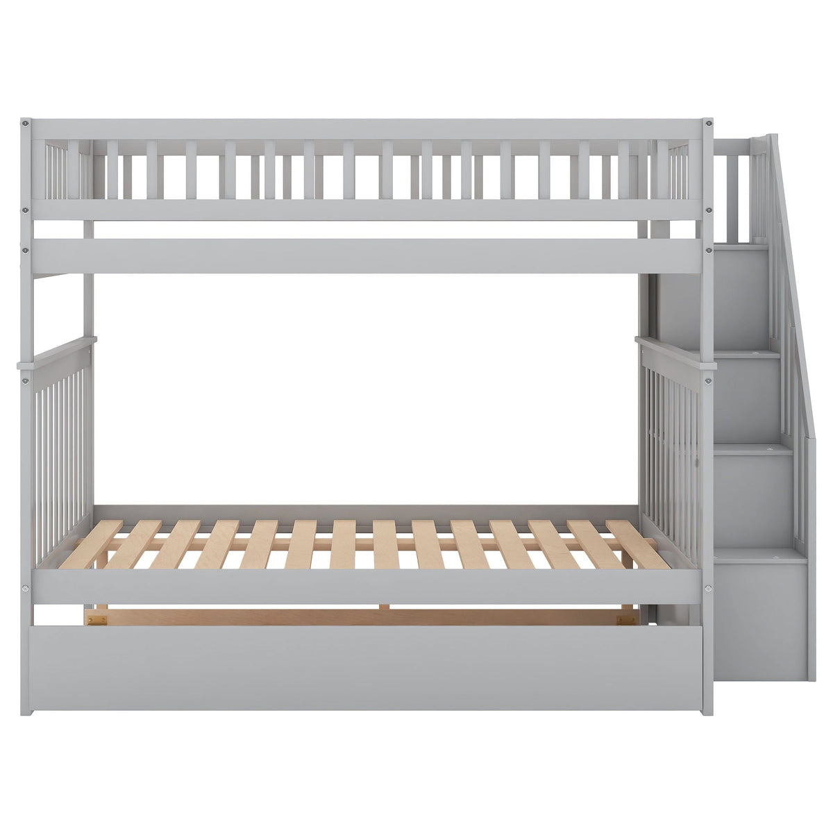 Bunk Bed with Staircase and Storage Options - Dark Gray or White