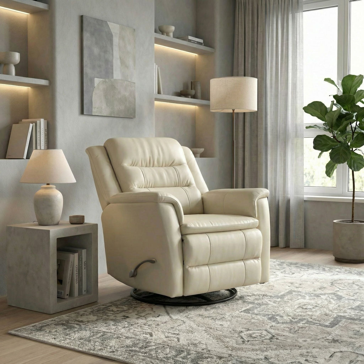 Swivel Recliner With Manual Adjustable Footrest