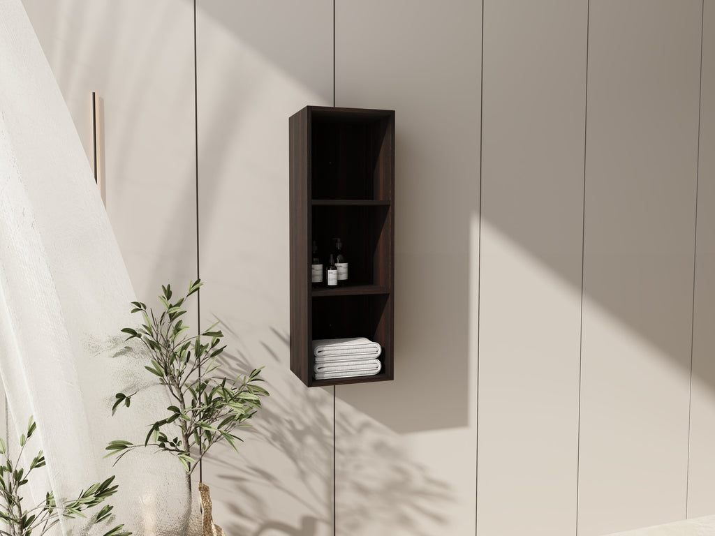 12 Inch Wall Mounted Storage Shelves with Plywood Construction - Dark Oak