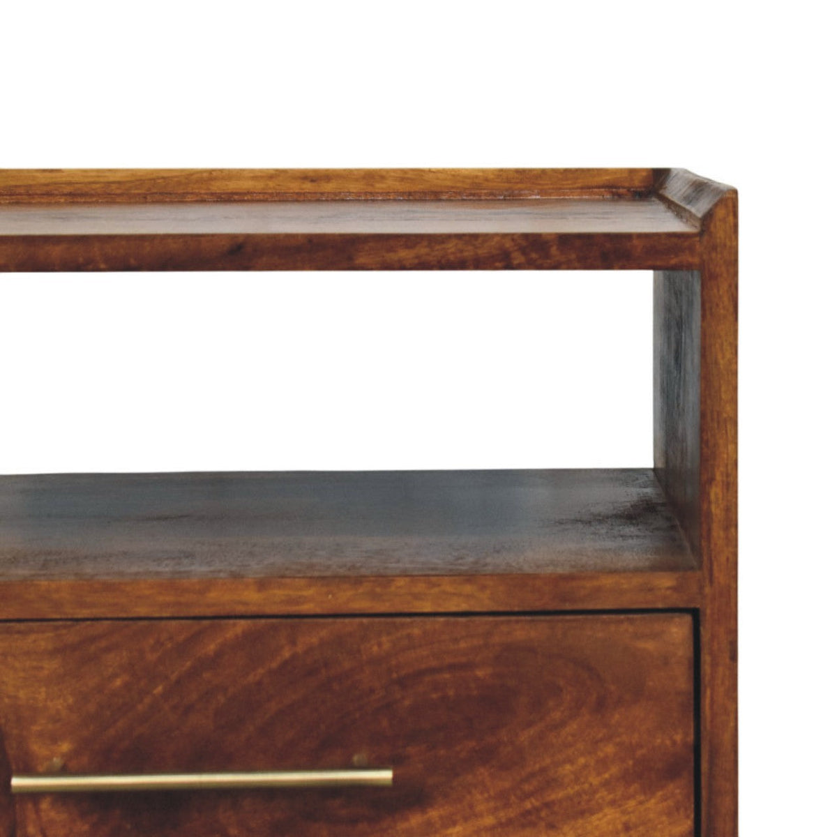 Solid Wood Nightstand with Chestnut Finish - Camden Mango Bedside Table