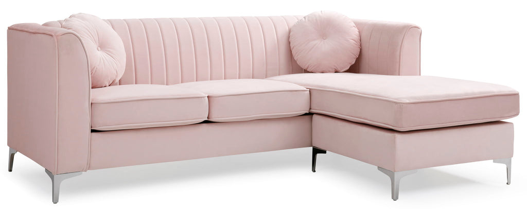 Micro Suede Sofa Chaise with Channel Quilting - Multiple Colors