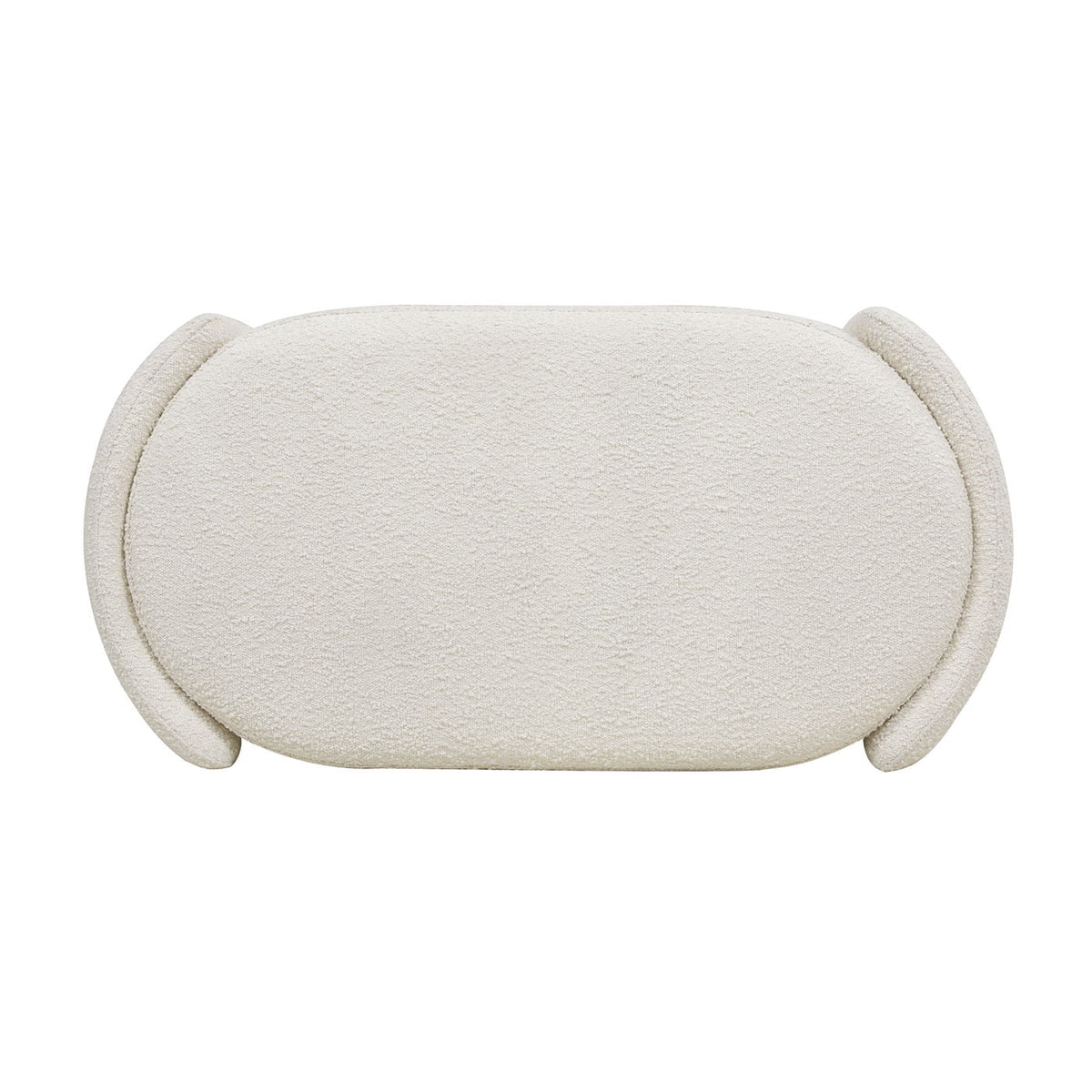 Ivory White Oval Storage Bench with Three-Compartment Interior - Upholstered