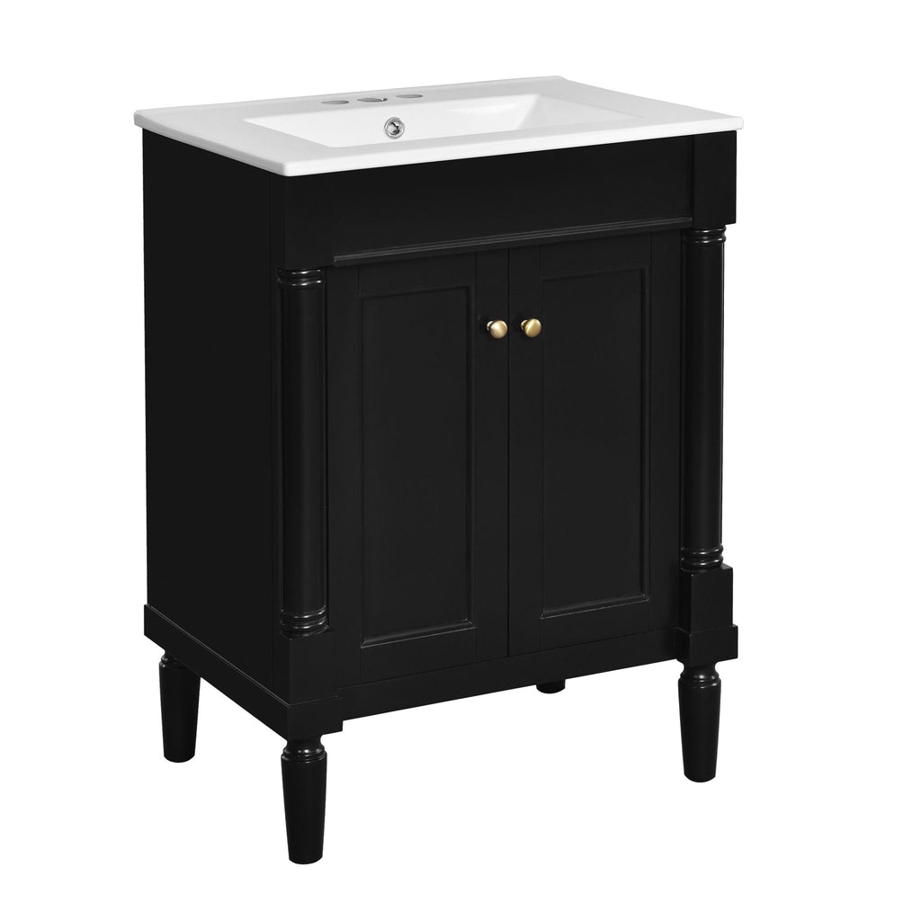 Bathroom Vanity With Top Sink and Two-Tier Storage Cabinet - Multiple Colors
