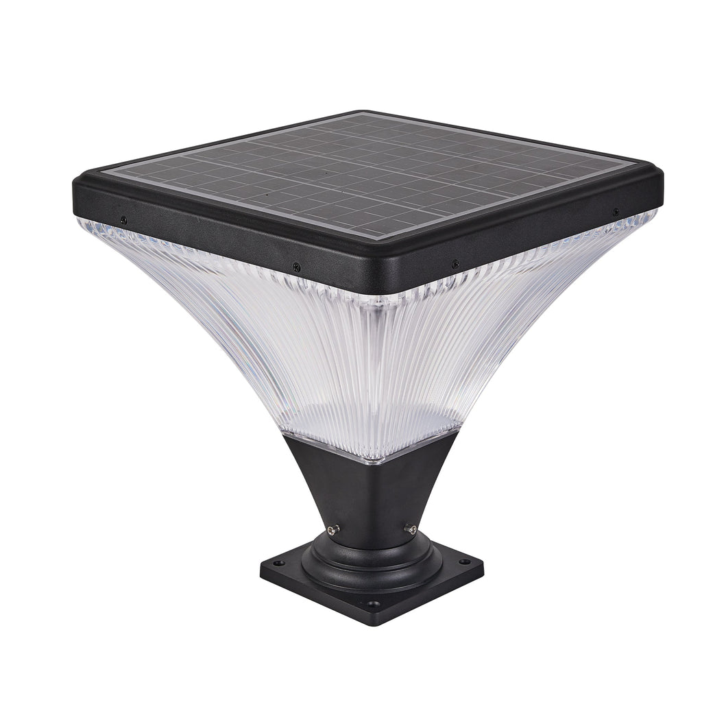 15" Black Outdoor Post Light with LED and Remote Control - Black