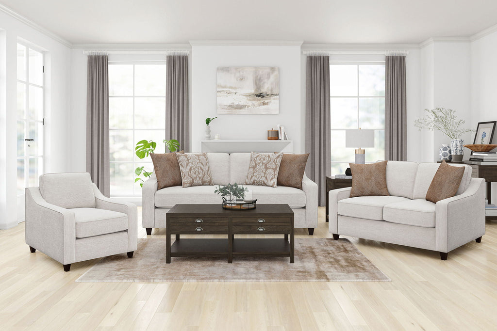 Christine 3-piece Upholstered Sloped Arm Sofa Set Beige