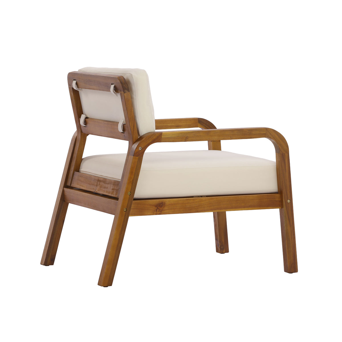 Outdoor Acacia Wood Armchair Set with Weather-Resistant Cushions - Light Teak