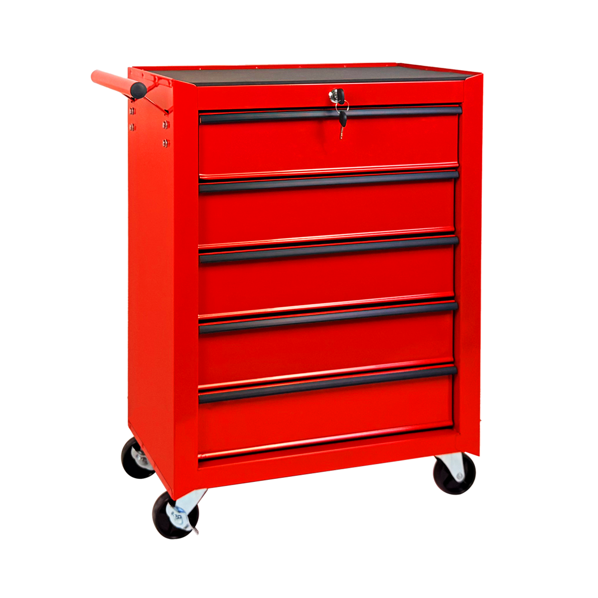 Rolling Metal Tool Chest with 5 Drawers - Red