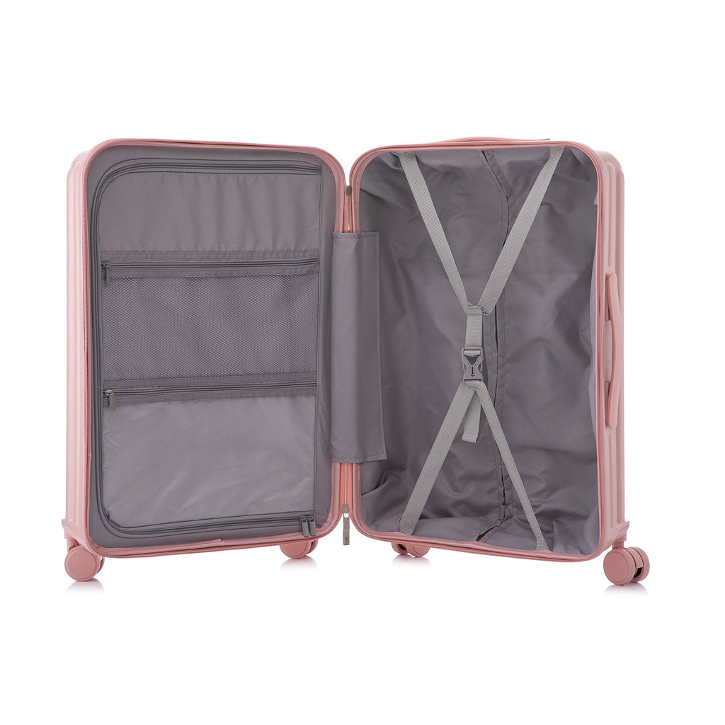 Spinner Wheel Luggage Set with USB Port and Holders - Pink, Black, Green