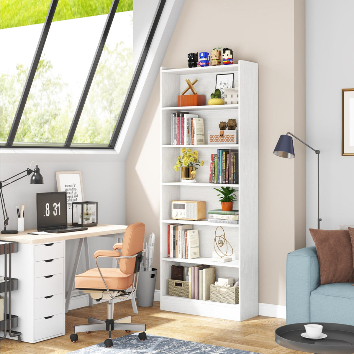 Library Bookshelf With Storage - Multiple Heights Available - White or Black