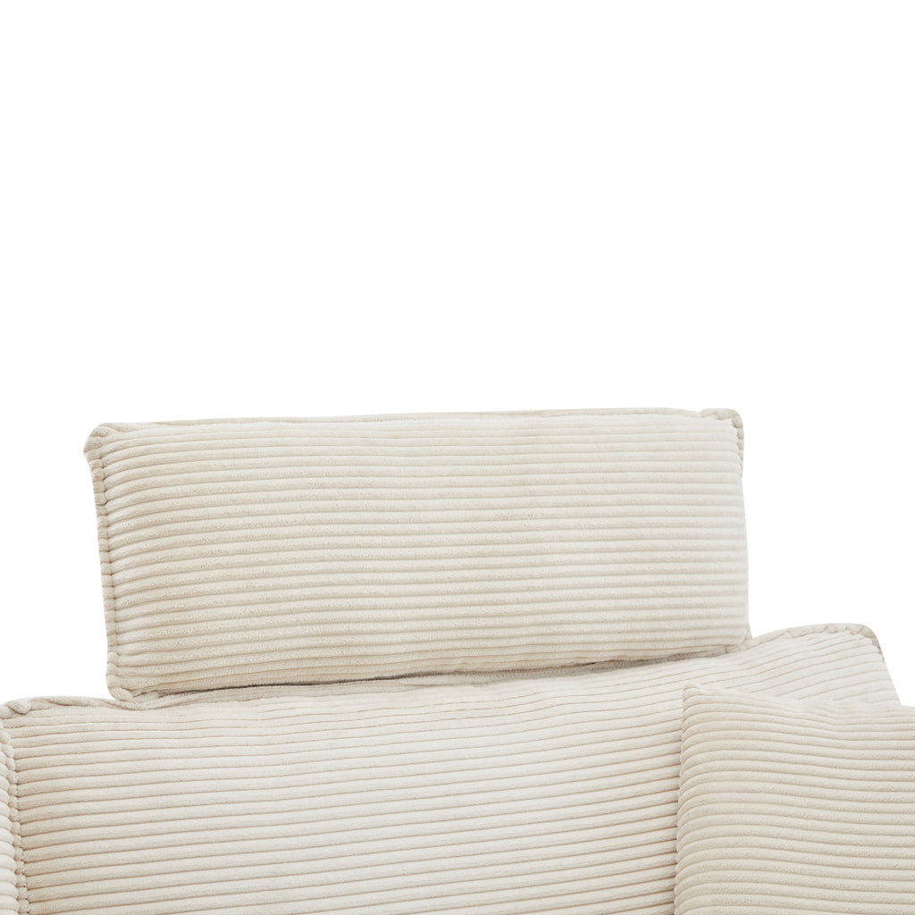 Modern Deep Seat Sectional Sofa with Ottoman - Corduroy - Black or Beige